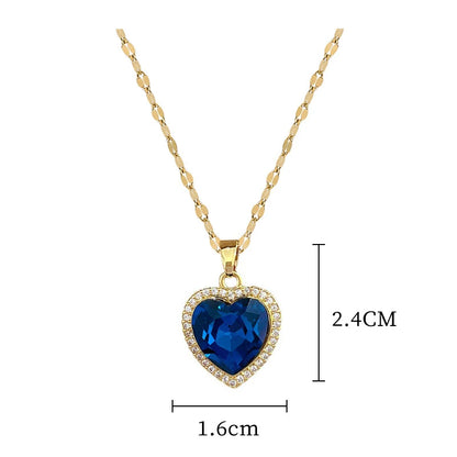Stainless Steel Blue Heart Pendant Necklace