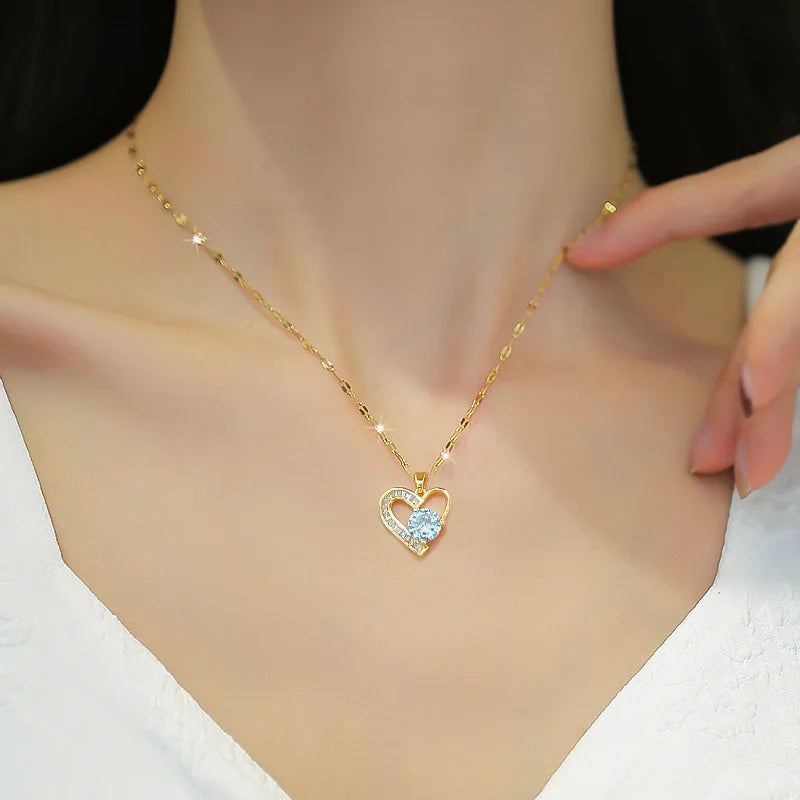 Stainless Steel Asymmetrical Heart Necklace