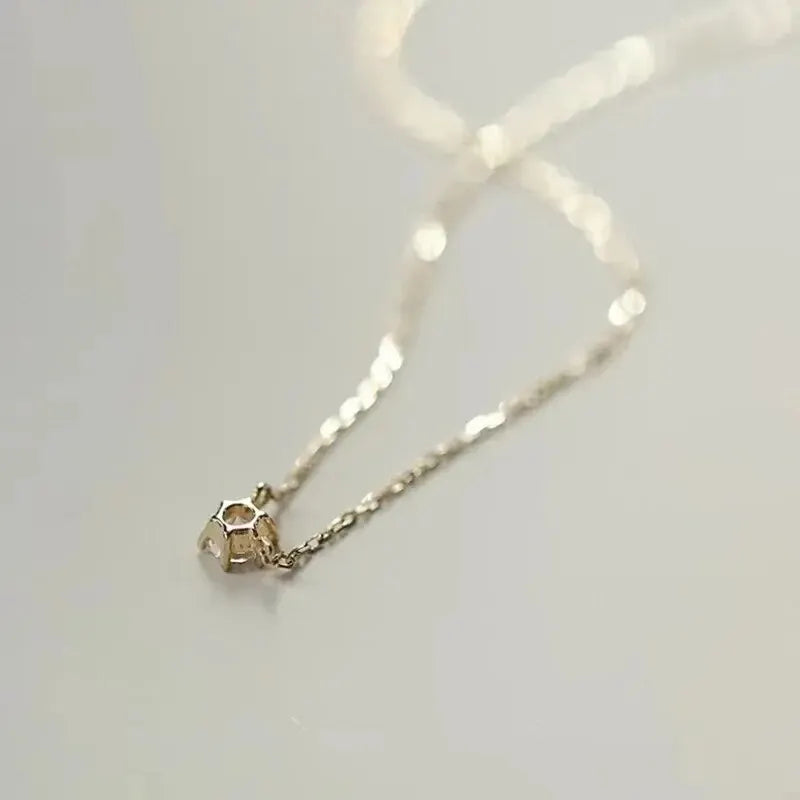 S925 Sterling Silver Necklace Set with Zircon Electroplated 14k Gold Women's Fine Style