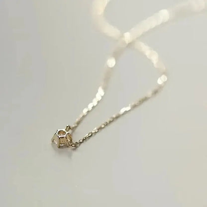 S925 Sterling Silver Necklace Set with Zircon Electroplated 14k Gold Women's Fine Style