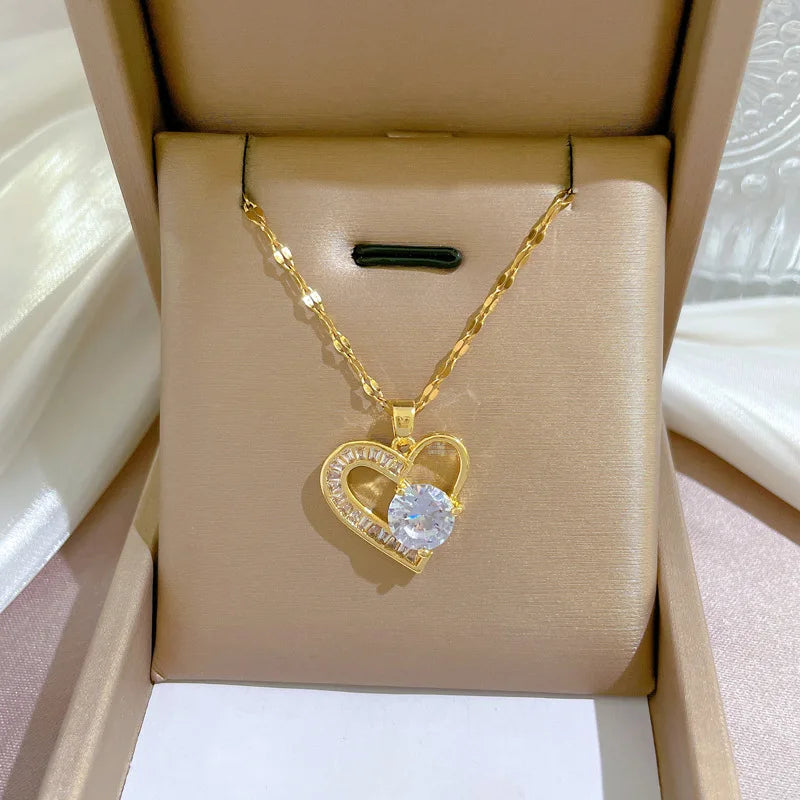 Stainless Steel Asymmetrical Heart Necklace