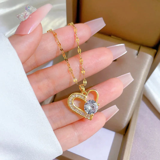 Stainless Steel Asymmetrical Heart Necklace