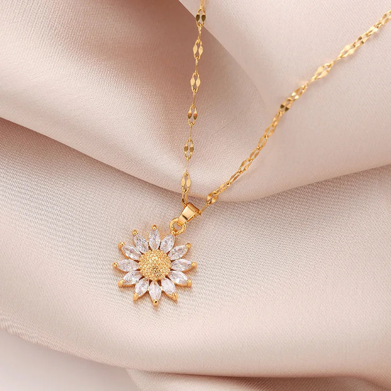 1PCS Gold-Color Necklace Luxury Style Flower Pendant