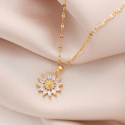 1PCS Gold-Color Necklace Luxury Style Flower Pendant