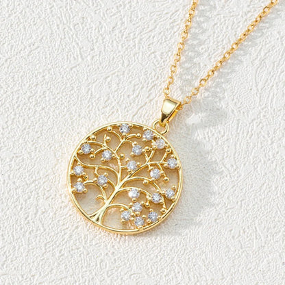 Life Tree Necklace Stainless Steel Multi-color Crystal Tree Of Life Pendant For Women