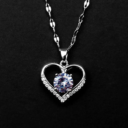 Heart Pendant Necklace for women Golden Colored Stainless Steel Chain Artificial Gems