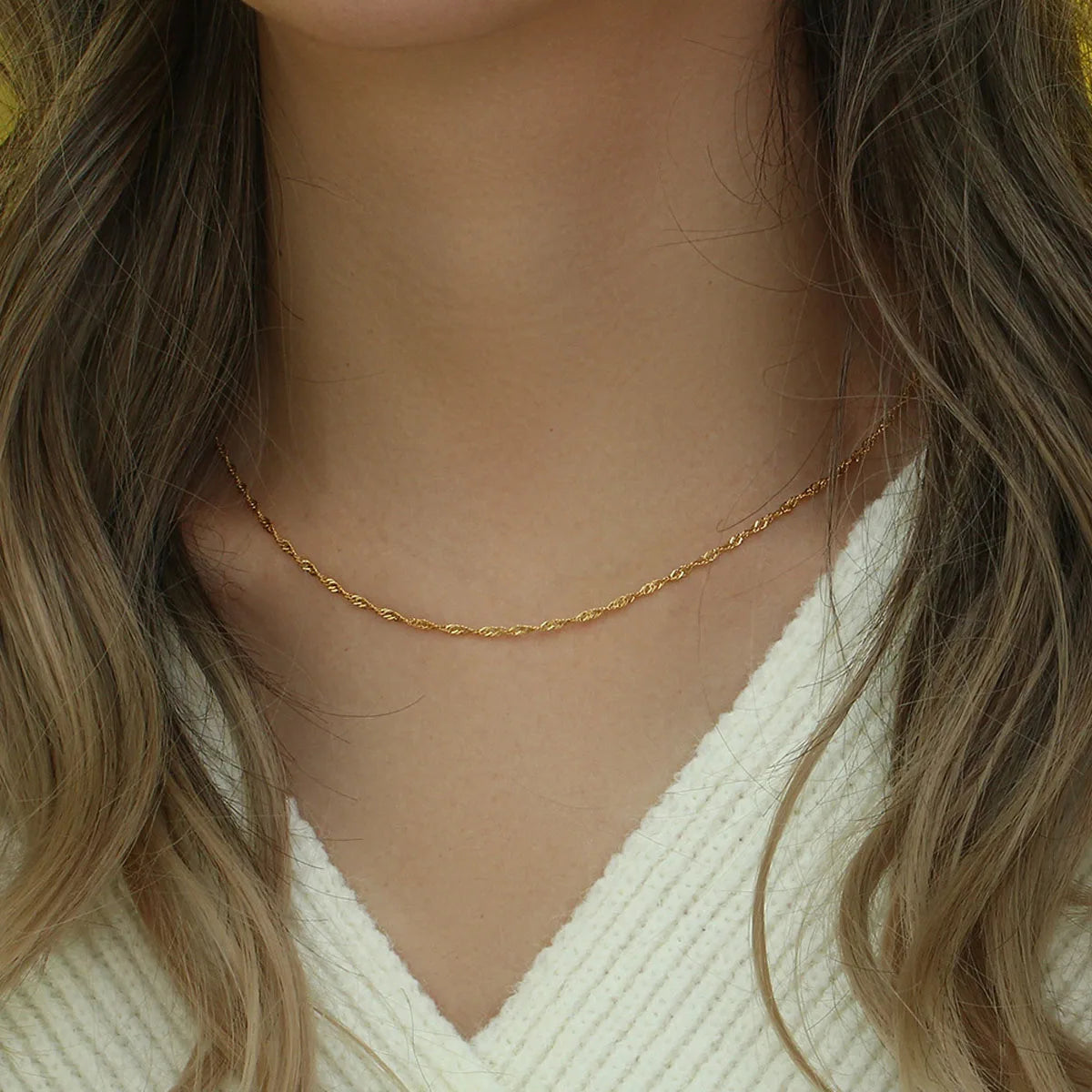 Stainless Steel Thin Chain Necklace for Women