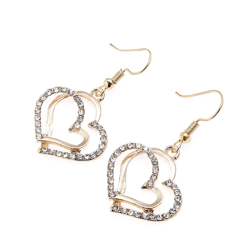 3 Pcs Set Heart Shaped Jewelry Set Of Earrings And Pendant Necklace