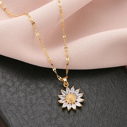 1PCS Gold-Color Necklace Luxury Style Flower Pendant