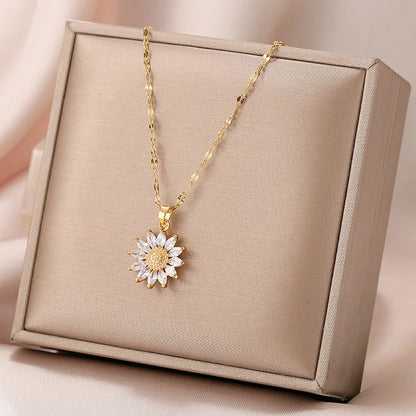 1PCS Gold-Color Necklace Luxury Style Flower Pendant