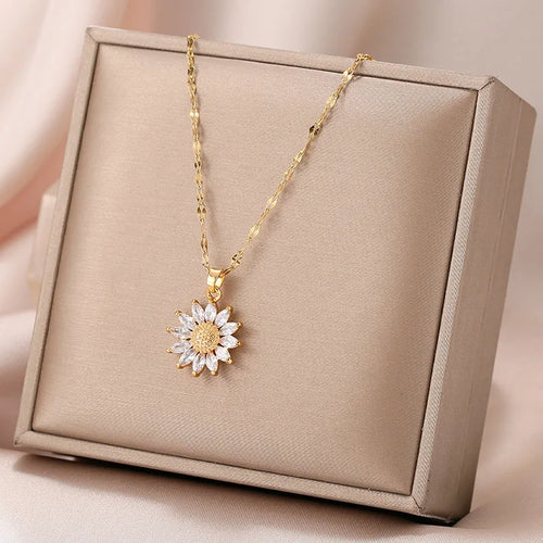 1PCS Gold-Color Necklace Luxury Style Flower Pendant