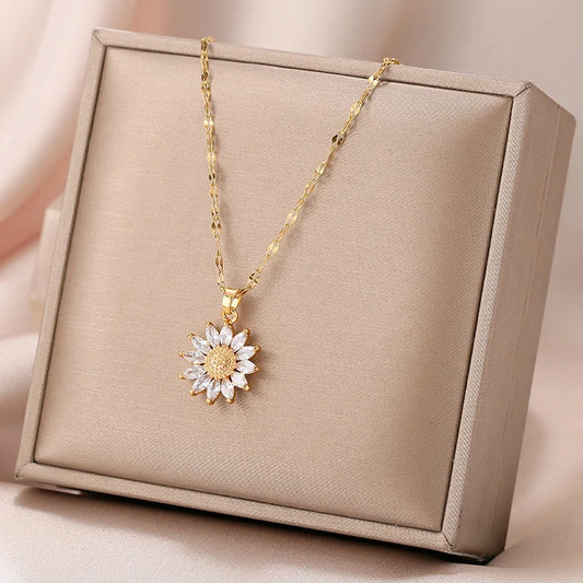 1PCS Gold-Color Necklace Luxury Style Flower Pendant