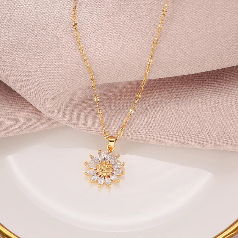 1PCS Gold-Color Necklace Luxury Style Flower Pendant