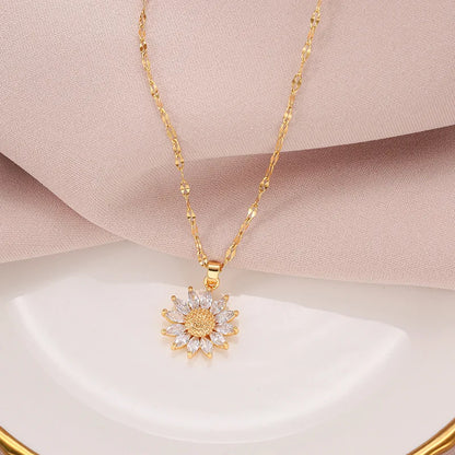 1PCS Gold-Color Necklace Luxury Style Flower Pendant