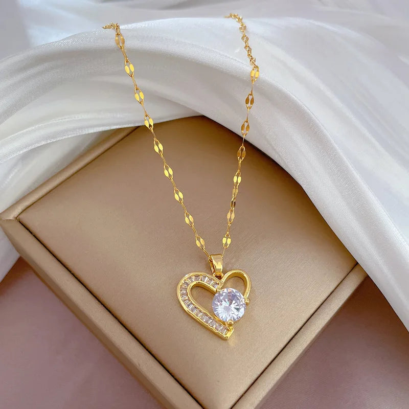 Stainless Steel Asymmetrical Heart Necklace